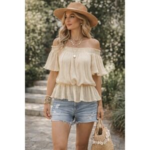 MINE Cream Boho style Blouse (sz. Large)